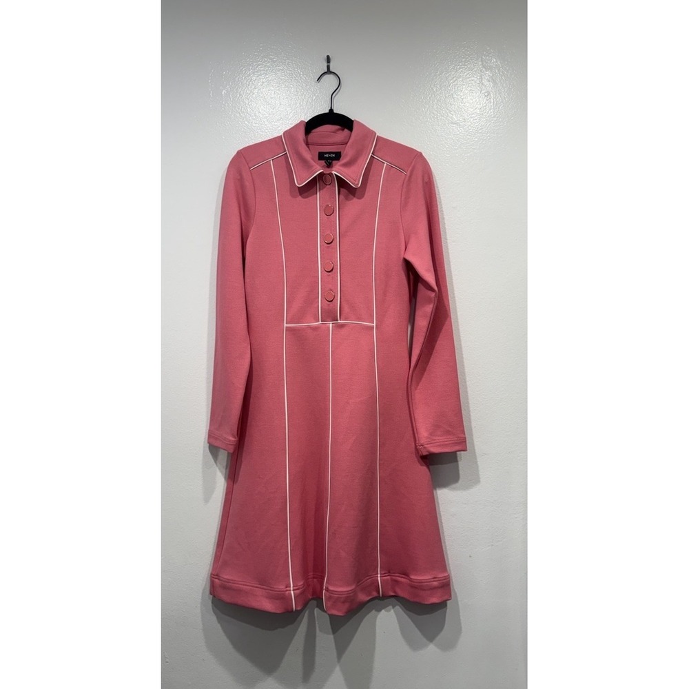 ME + EM Pink Travel Tailoring Contrast Long Sleeve Dress Ponte Jersey Sz 6 READ